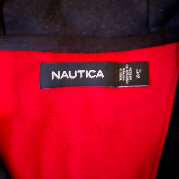 Nautica Navy Blue 1/4 Zip Hooded Sweater Jacket Size L - Picture 5 of 6